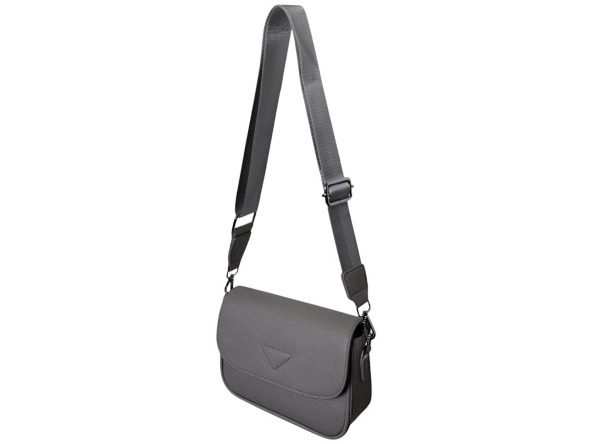 Mała Listonoszka Damska Szara Torebka Wizytowa Na Ramię Na Szerokim Pasku