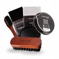Środki do obuwia i ubrań - Pasta do Butów Czarna Dwie Szczotki Szmatki Zestaw Coccine 5w1 - miniaturka - grafika 1