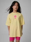 Koszulki dla dziewczynek - 4F T-shirt loose z nadrukiem dziewczęcy - żółty 158 (12-13 lat) - miniaturka - grafika 1