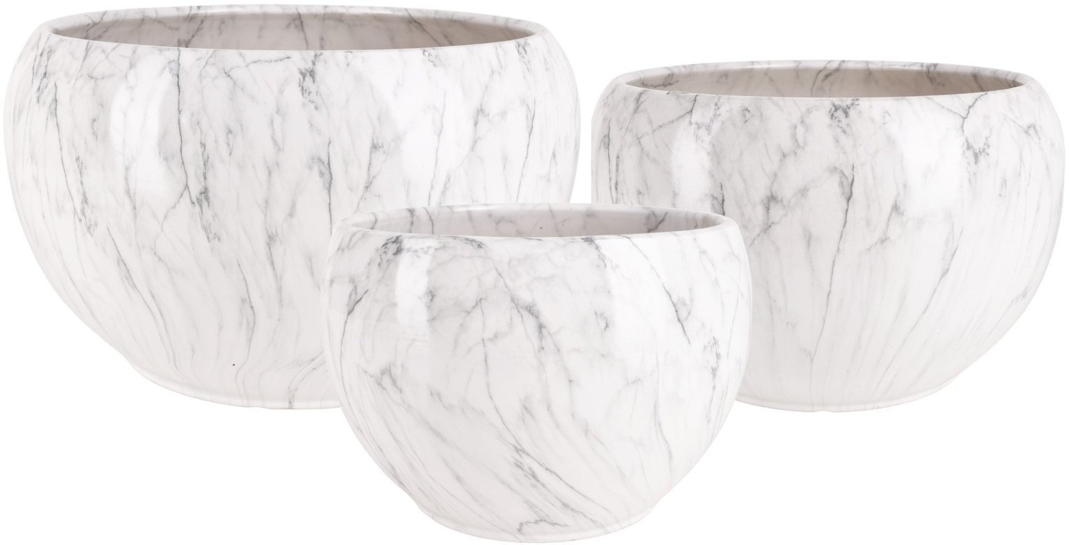 Direct Home and Garden Zestaw 3 szt Osłonka ceramiczna TROPEA jasny marmur