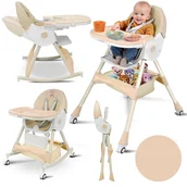 Krzesełka do karmienia - DZIECIĘCE KRZESEŁKO DO KARMIENIA BUJACZEK CIASTEK 6W1 BEŻOWE - miniaturka - grafika 1
