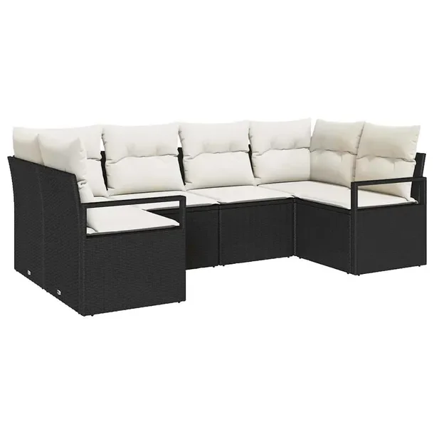 Zestaw Sof Modułowych Polirattan Czarno-Kremowy, 4 Osoby, 75 cm