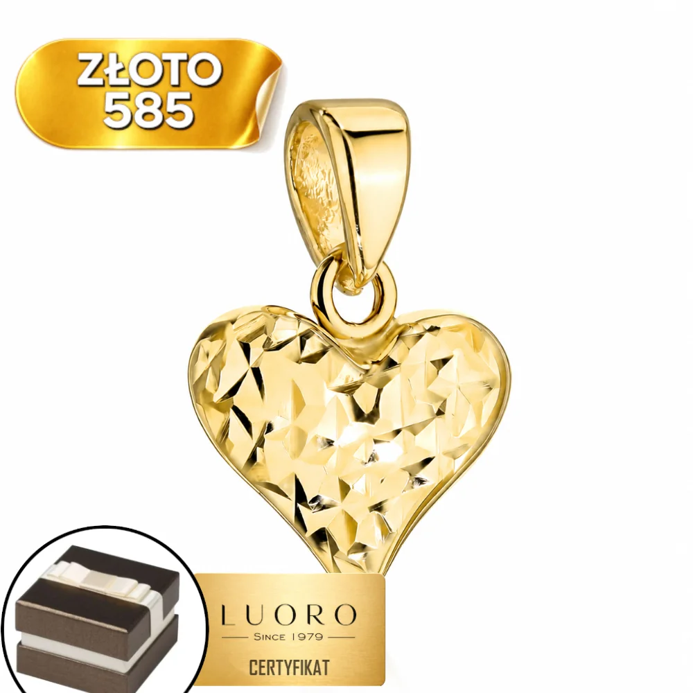 ZAWIESZKA ZŁOTA 585 14K SERCE DIAMENTOWANA 1,7 CM ELEGANCKA PREZENT