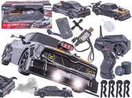 Zabawki zdalnie sterowane - DUŻY Samochód Do Driftu Auto RC Drift 1:16 2,4 GHz PARA DYM Czarny Dodge 4WD LED - miniaturka - grafika 1