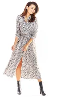 Sukienki - Szara Maxi Szmizjerka z florystycznym Motywem - miniaturka - grafika 1