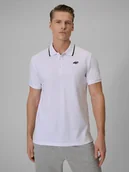 Koszulki męskie - 4F Koszulka polo regular męska - biała XXL - miniaturka - grafika 1