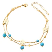 Bransoletki - BRANSOLETKA NA NOGĘ - Bransoletka na nogę Koniczynki Turkus - miniaturka - grafika 1