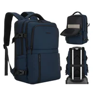 Torby na laptopy - Granatowy plecak podróżny z poliestru z miejscem na laptopa, zawieszony na regulowanych szelkach - Peterson - miniaturka - grafika 1