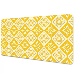 Mata ochronna na biurko Żółto biały wzór 90x45 cm - Podkładki na biurko - miniaturka - grafika 1