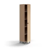 Szafy biurowe - Szafa QBUS, 4 półki, nóżki, uchwyt, 2020x400x420 mm, srebrny, dąb - miniaturka - grafika 1