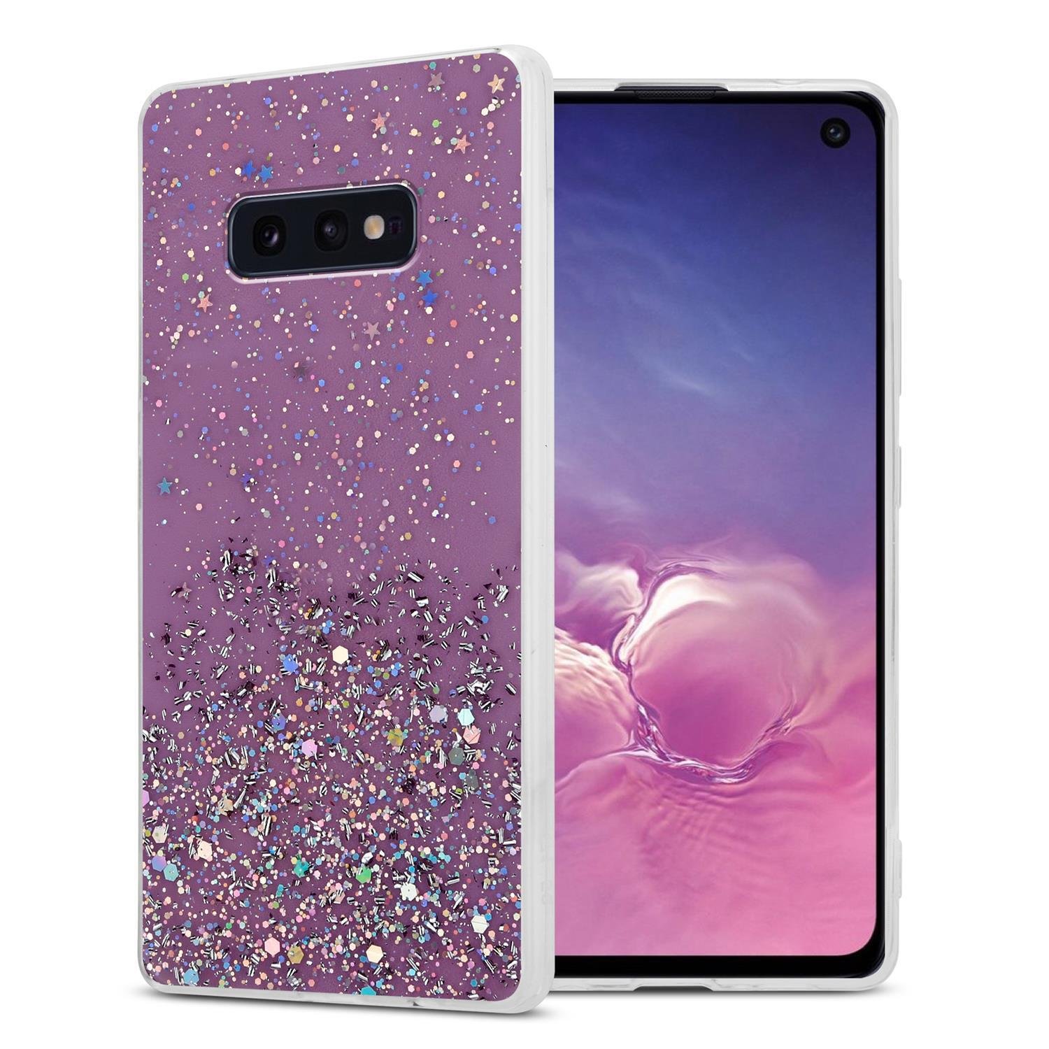 Etui Cadorabo do Samsung Galaxy S10e fioletowe etui na telefon komórkowy etui TPU brokatowe etui brokatowe