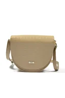 Torebki damskie - Beżowa listonoszka półksiężyc krokodyl - miniaturka - grafika 1