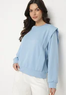 Bluzy damskie - Jasnoniebieska Bluza z Wiskozą z Podkreśloną Linią Ramion Alithra - miniaturka - grafika 1