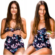 Stroje kąpielowe - STRÓJ KĄPIELOWY JEDNOCZĘŚCIOWY CZARNY PUSH UP USZTYWNIANY MODELUJĄCY BOHO L - miniaturka - grafika 1