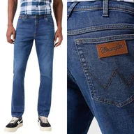 Spodnie męskie - Wrangler TEXAS SLIM Harvey DOPASOWANE SPODNIE JEANSOWE CIEMNY DżINS W32 L34 - miniaturka - grafika 1