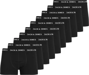 JACK&JONES bokserki męskie, opakowanie 10 sztuk - JACHUEY TRUNKS, bawełna stretch czarny M - Majtki męskie - miniaturka - grafika 1