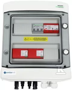 Rozdzielnica DC/AC hermetyczna EMITER z ogranicznikiem przepięć DC Dehn 1000V typu 1+2, 2 x łańcuch PV, 2 x MPPT, ogranicznik AC typ 1+2, 20A 3-F - Akcesoria do kolektorów i fotowoltaiki - miniaturka - grafika 1