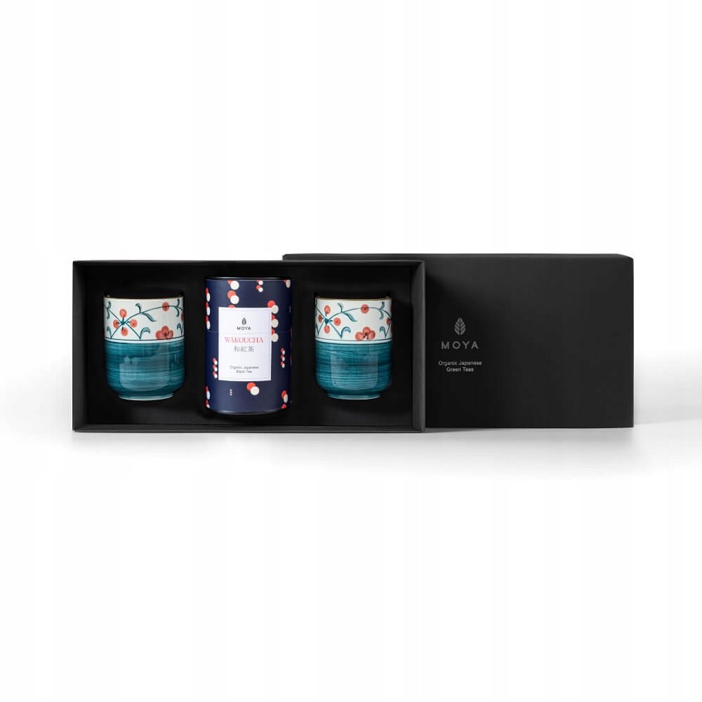 Zestaw prezentowy organiczna czarna herbata Moya Wakocha i 2 kubki Sanza