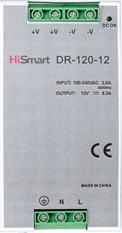 Zasilacz Hismart Maitinimo šaltinis 12V, 8.3A, 120W, DIN DR-120-12