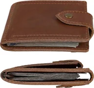 Portfele - Skórzany portfel z klipsem na pieniądze Slim Bifold Portfel męski - cienka prosta kieszeń na monety - pomysł na prezent, brązowy - miniaturka - grafika 1