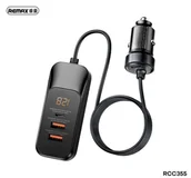 Ładowarki samochodowe - Ładowarka Samochodowa 120W USB-C PD + 2x QC USB Remax Yayshih Series RCC355 czarna - miniaturka - grafika 1