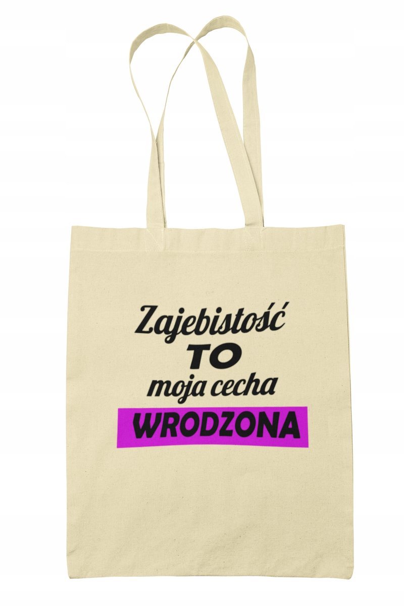 Torba Shopper-Materiałowa-Na Ramie- Śmieszny Napis