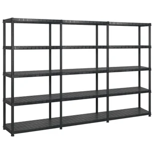 vidaXL Regał 5-poziomowy, czarny, 274,5x45,7x185 cm, plastik 3059858 - Szafy i regały magazynowe - miniaturka - grafika 1