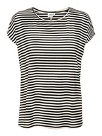 Koszulki i topy damskie - VERO MODA Women's VMAVA Plain SS top Stripe GA JRS NOOS Shirt, Black/Stripes:Pristine, L, Black/Stripes:pristine, L - miniaturka - grafika 1