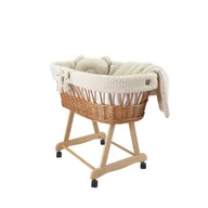 Łóżeczka i kojce - Wiklinowy kosz Mojżesza AMELIA naturalny z pościelą muślinową beżowe gałązki. - miniaturka - grafika 1