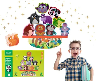 KLOCKI DREWNIANE EDUKACYJNE BALANSUJĄCE ZWIERZĘTA - Klocki - miniaturka - grafika 1