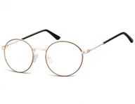 Okulary korekcyjne, oprawki, szkła - Lenonki okrągłe Okulary oprawki optyczne 919C złoto-brązowe - miniaturka - grafika 1