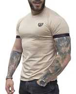 Koszulki męskie - Koszulka męska beżowa z taśmą Furia - miniaturka - grafika 1