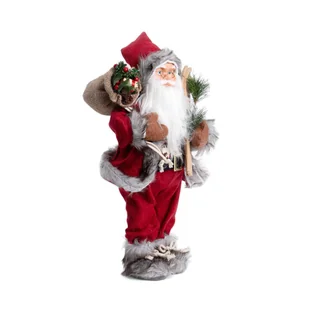 Skrzat CLAUSE Mikołaj czerwony z nartami 45 cm HOMLA - Ozdoby bożonarodzeniowe - miniaturka - grafika 1