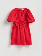 Sukienki - Reserved - Bawełniana sukienka z kokardą - czerwony - miniaturka - grafika 1