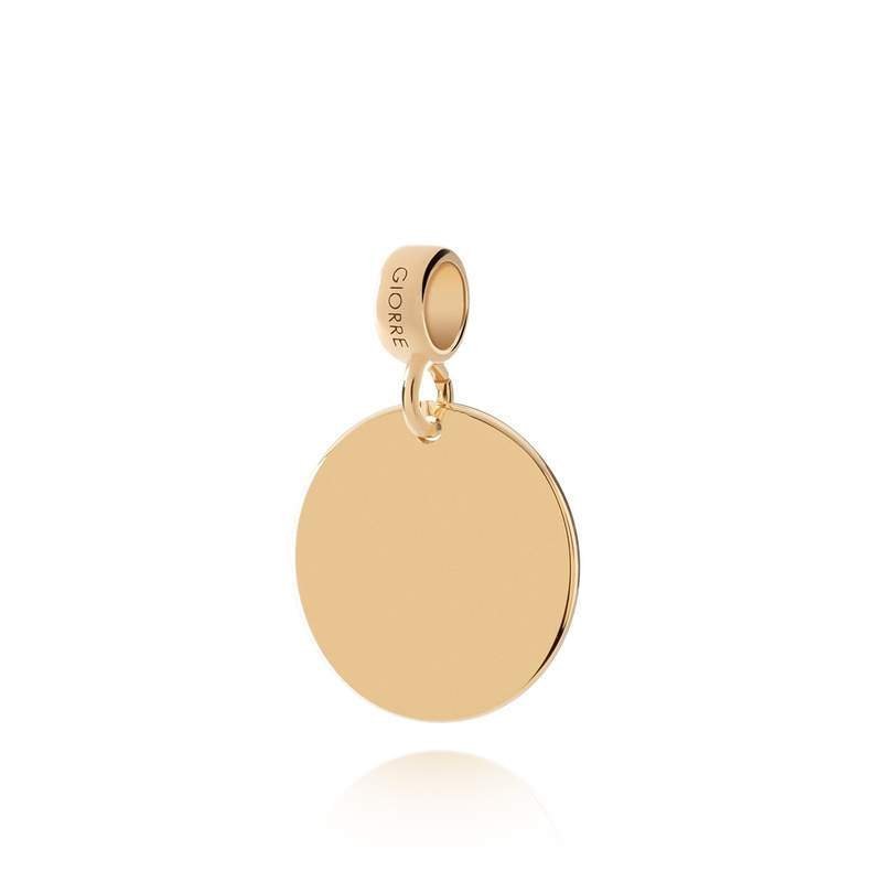 Okrągła blaszka srebrny charms zawieszka beads grawer 925 : Srebro - kolor pokrycia - Pokrycie żółtym 18K złotem, Wariant - Beads
