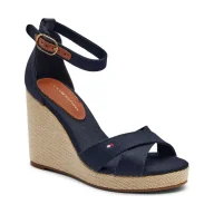 Sandały damskie - Tommy Hilfiger Koturny z dodatkiem skóry - miniaturka - grafika 1