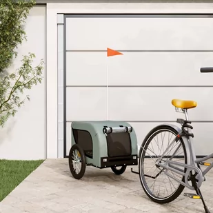 vidaXL Przyczepka rowerowa dla psa, szaro-czarna, tkanina Oxford - Sprzęt podróżny i transportery dla psów - miniaturka - grafika 1