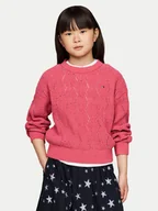 Swetry dla chłopców - Tommy Hilfiger Sweter Chenille KG0KG08153 Różowy Regular Fit - miniaturka - grafika 1