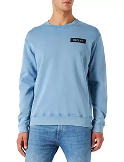 Bluzy męskie - Replay bluza męska, 685 Grey Blue, XL - grafika 1