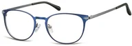 Okulary korekcyjne, oprawki, szkła - Sunoptic Okulary Oprawki damskie kocie oczy stalowe 992C granatowe - miniaturka - grafika 1