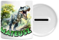 Skarbonki - Skarbonka Dinozaur Z Napisem Nadrukiem Prezent Urodziny Zatyczka Na Dole - miniaturka - grafika 1