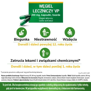 Węgiel Leczniczy VP 200 mg, 20 kapsułek - Układ pokarmowy - miniaturka - grafika 2