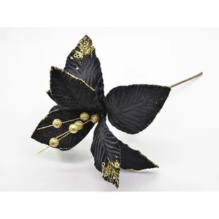 Poinsecja na piku 42 cm czarno-złoty - Ozdoby bożonarodzeniowe - miniaturka - grafika 1