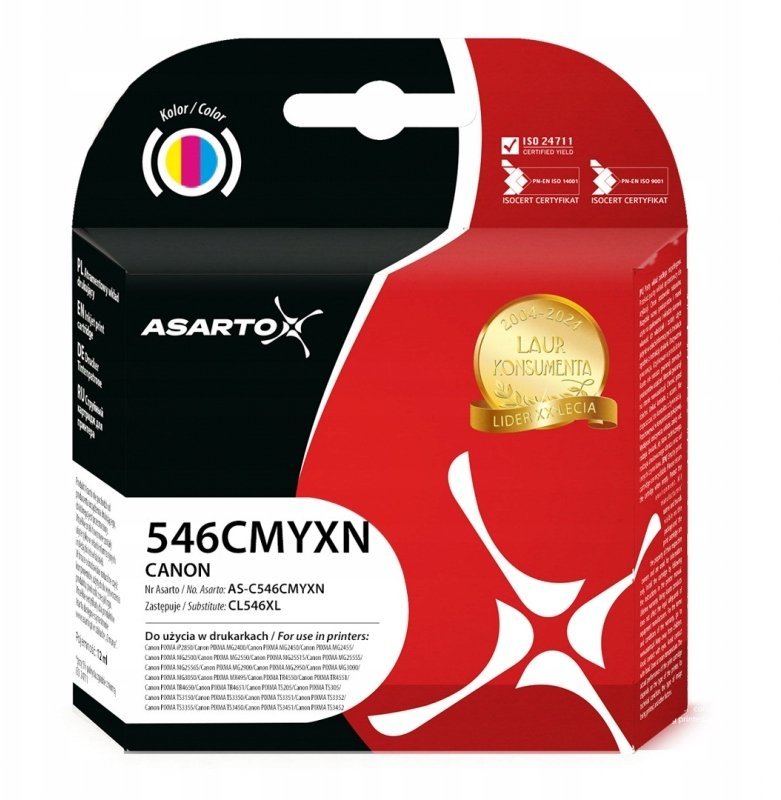 Tusz Asarto do Canon 546CMYXN 8288B001 CL546XL 340 str. color AS-C546CMYXN