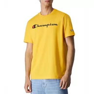 Koszulki sportowe męskie - Koszulka Champion Embroidered Script Logo 219206-YS074 - żółta - miniaturka - grafika 1