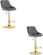 Taborety i hokery - Hoker KAST - aksamit szary / baza złota x 2 - miniaturka - grafika 1