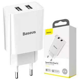 Baseus Speed Mini Dual Charger 2x USB, 2A, 10,5W Biała ( CCFS-R02) - Ładowarki do telefonów - miniaturka - grafika 1