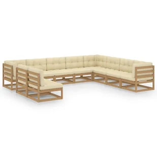 10-cz. zestaw wypoczynkowy do ogrodu z poduszkami, miodowa sosna - Meble ogrodowe - miniaturka - grafika 1