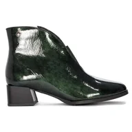 Botki damskie - Maciejka Botki damskie lakierowane ocieplane zielone-39 - miniaturka - grafika 1