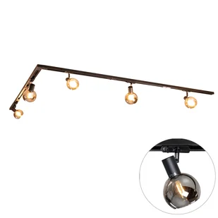 QAZQA Nowoczesny system oświetlenia szynowego z 5 czarnymi reflektorami jednofazowymi - Iconic Lava - Lampy sufitowe - miniaturka - grafika 1